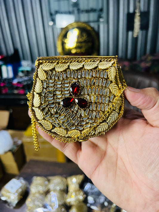 Stylish D Shape Mini Baby Kundan Work Multi Stone Bag ZC-D2