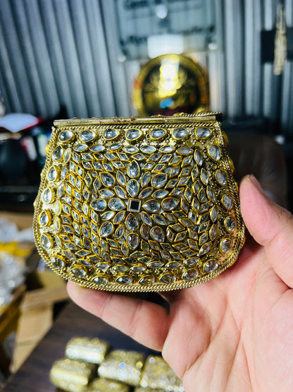 Pure Kundan D Shape Handmade Metal Bag BB-D120