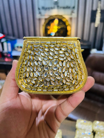 Medium Kundan Gold Bag Round D shape BB-D12