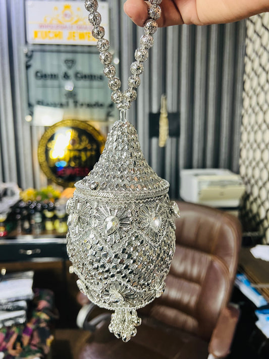 Heer Collection Beautiful Potli Silver Bag-1