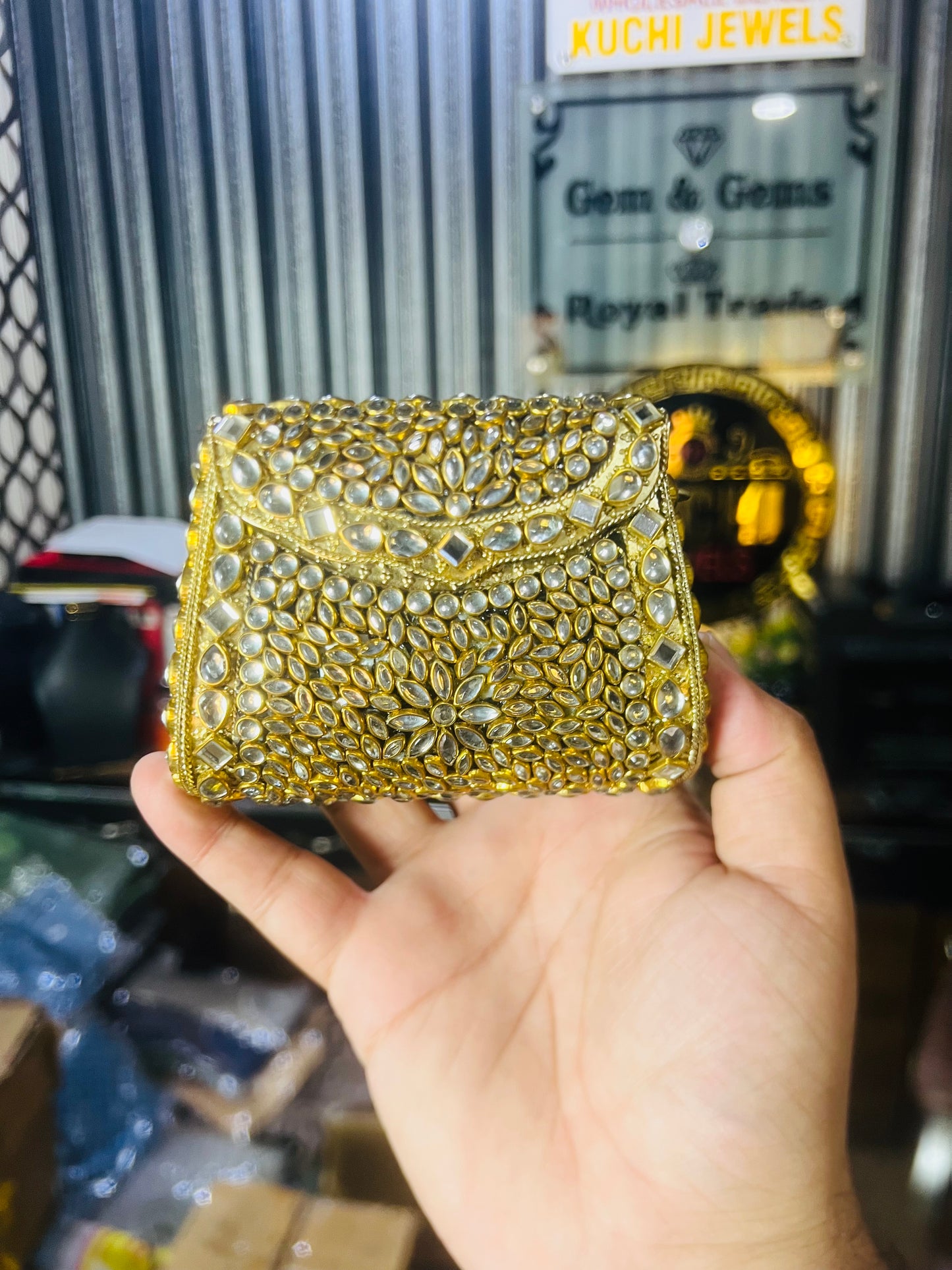 Pure Kundan Shahi Handmade Metal Bag BB-S19