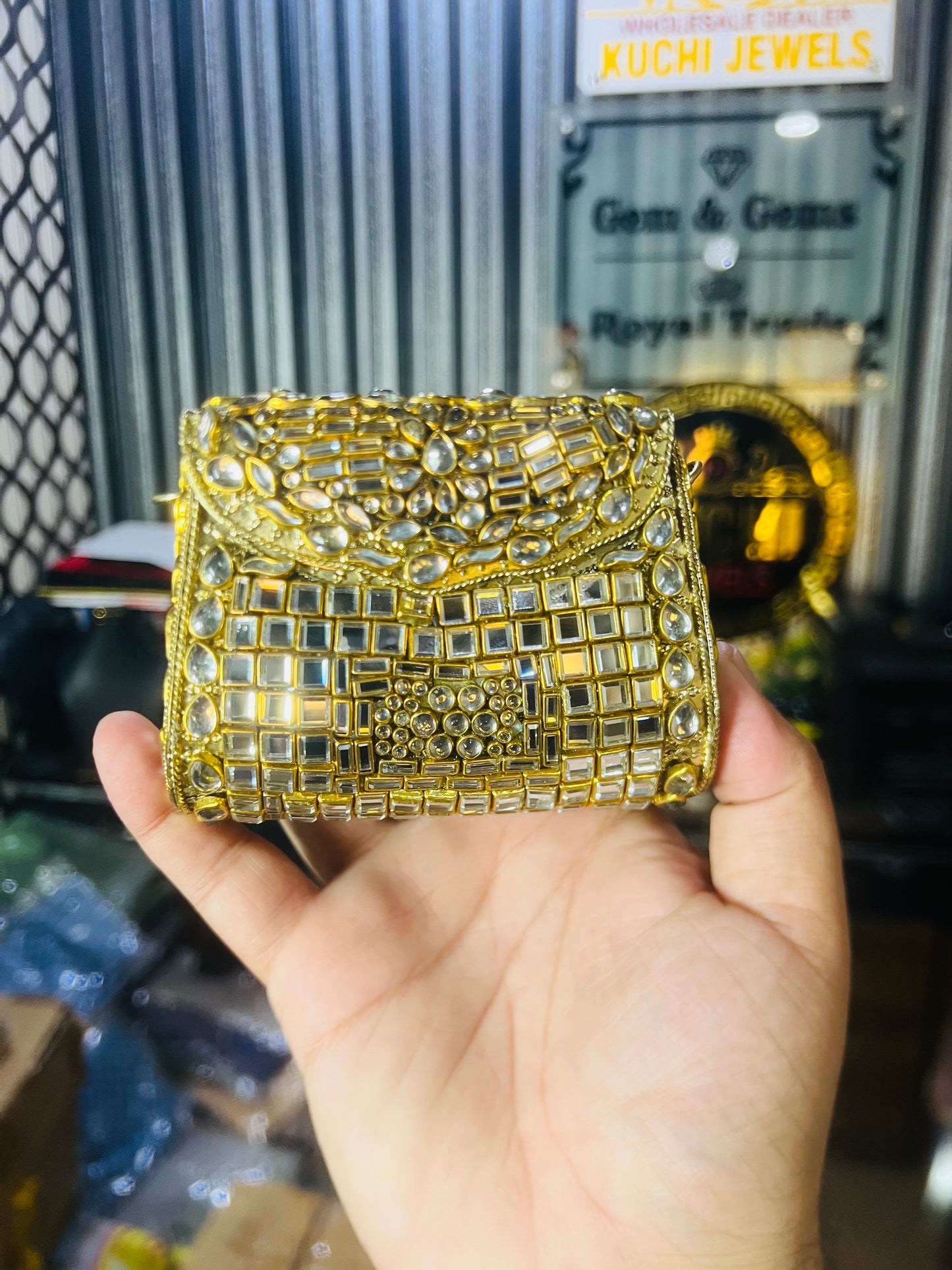 Pure Kundan Shahi Handmade Metal Bag BB-S13