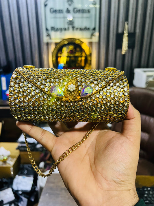 Beautiful Large Kundan Cylinder Bags-H8