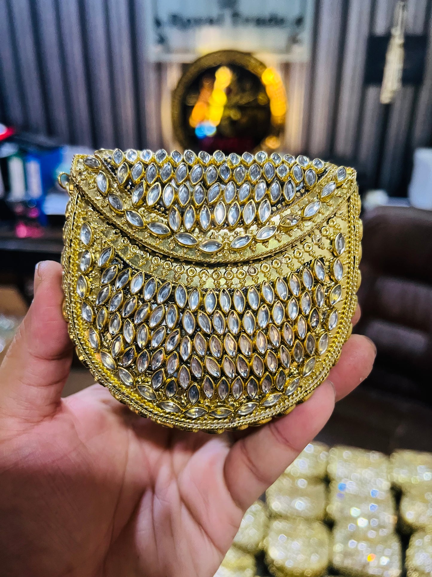 Medium Kundan Gold Bag Round D shape BB-D2