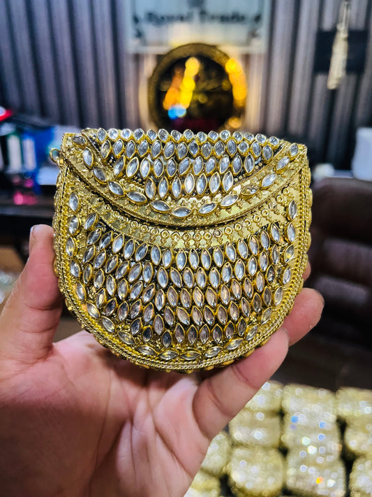Medium Kundan Gold Bag Round D shape BB-D2