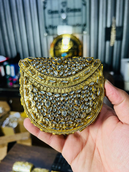 Pure Kundan Round D Shape Handmade Metal Bag BB-D141