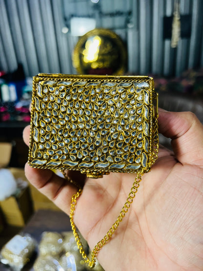 Square Mini Kundan Stone Metal Bag ZC-10