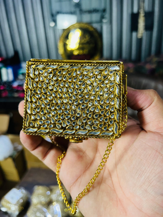 Square Mini Kundan Stone Metal Bag ZC-10