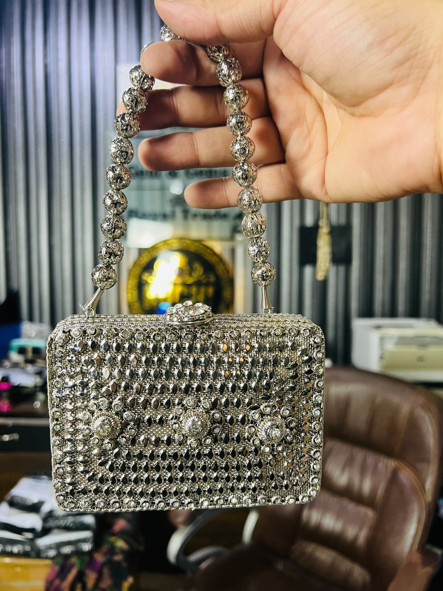 Heer Collection Square Silver Hand Bag-2