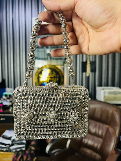 Heer Collection Square Silver Hand Bag-2