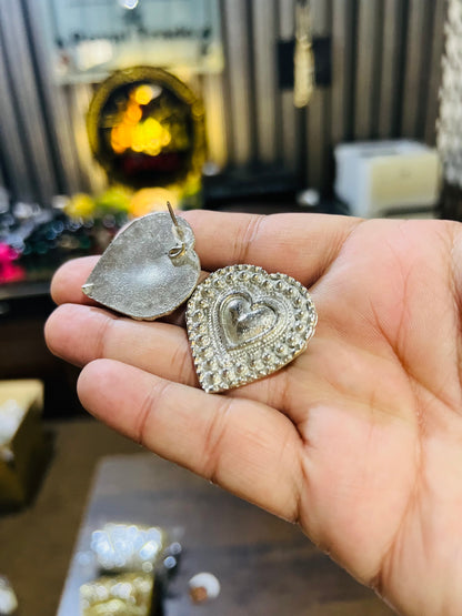 Heart Style Silver Earrings