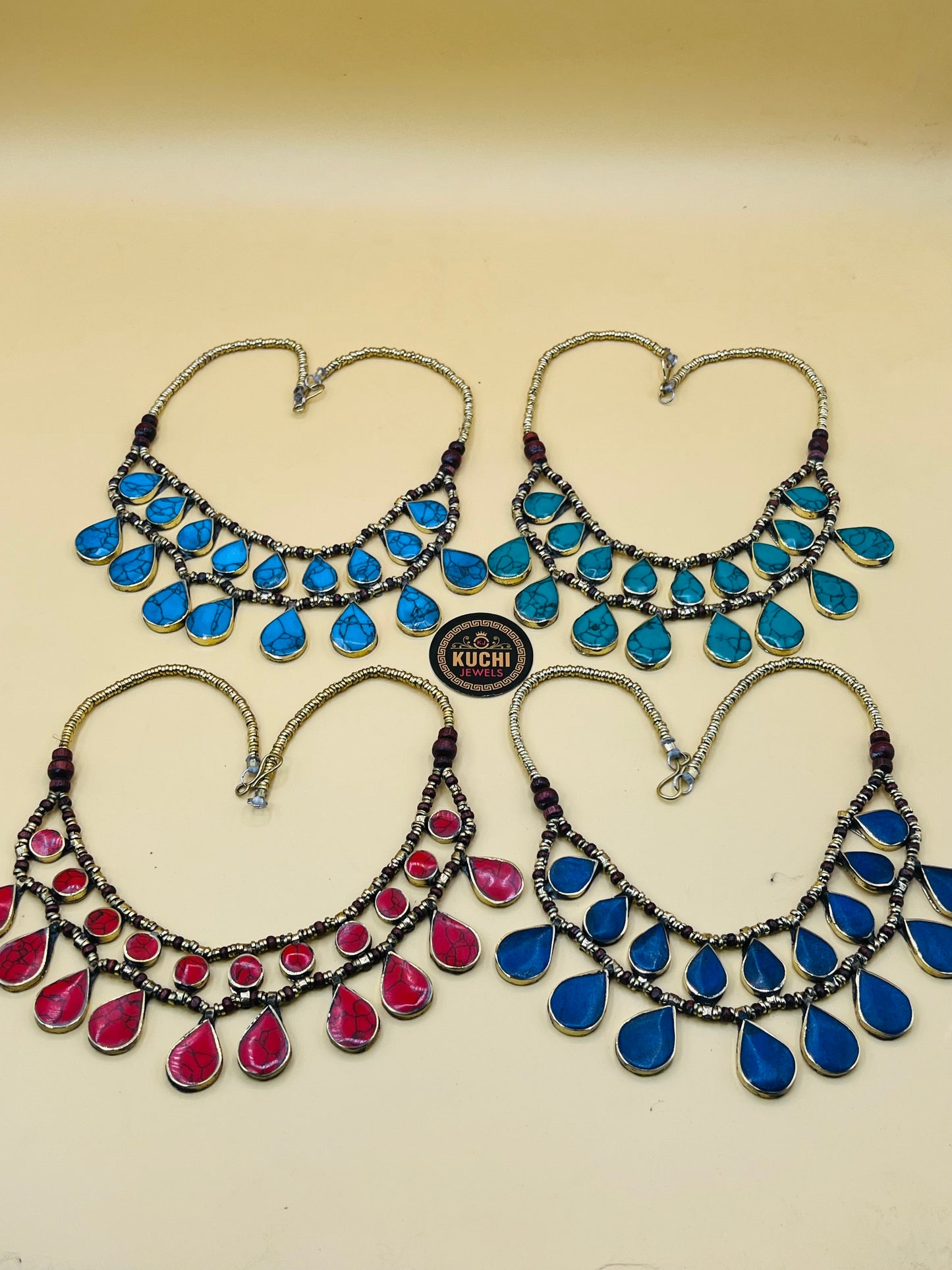 Two Line Stone Signature Afghani Necklace