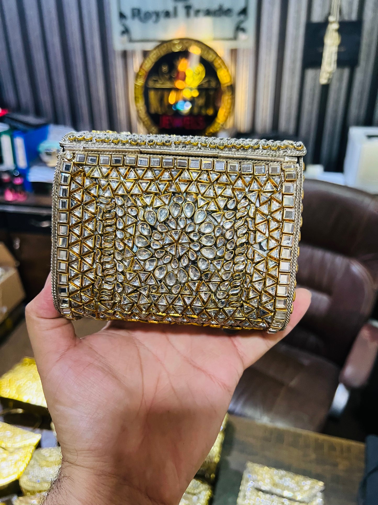 Medium Square Pure Kundan Bag Low Price KK-D