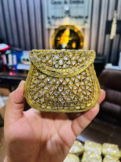 Medium Kundan Gold Bag Round D shape BB-D17