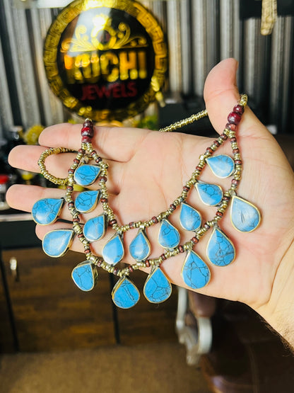 Two Line Stone Signature Afghani Necklace