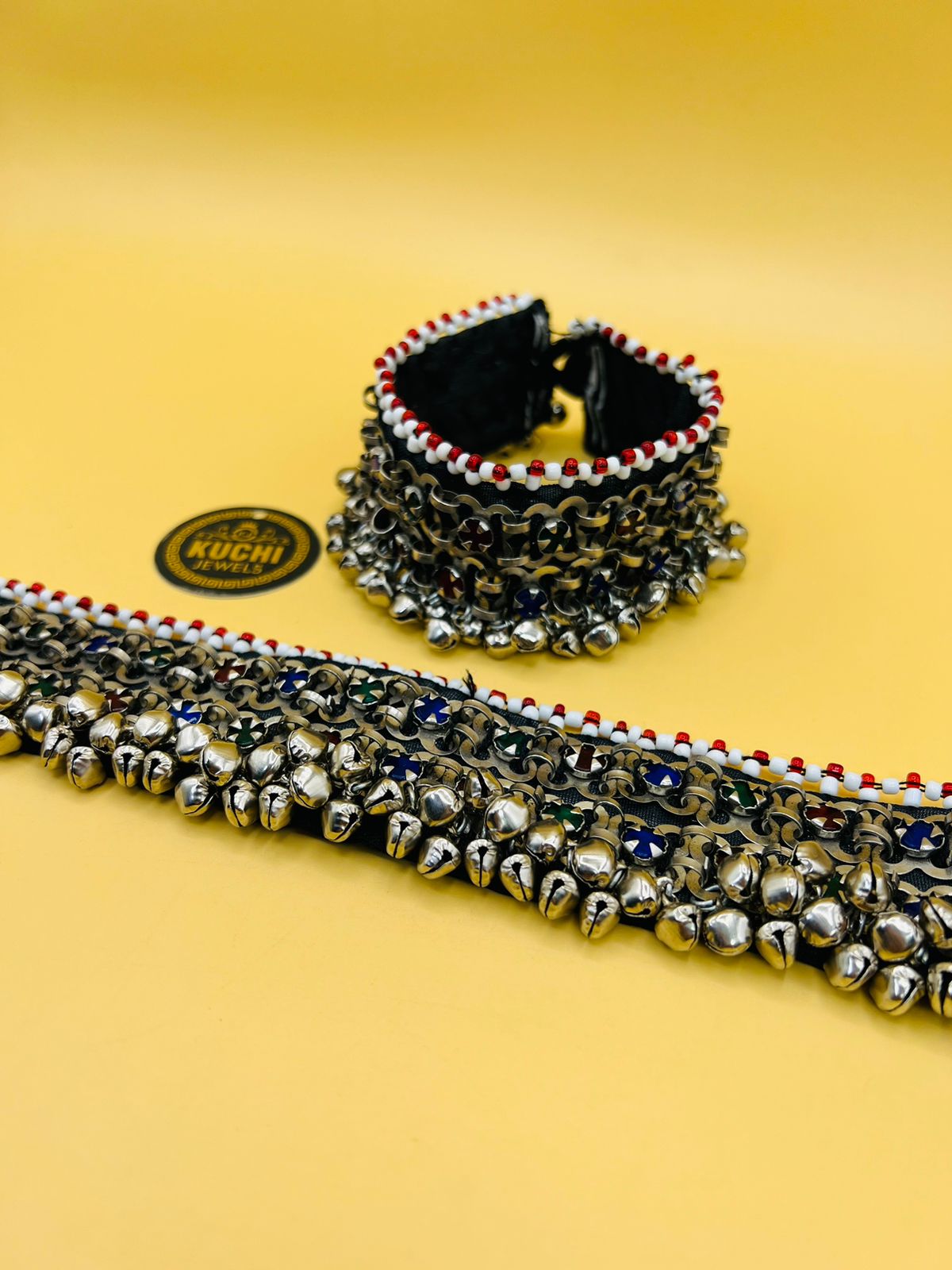 Afghan Bells And Stone Anklet Pair