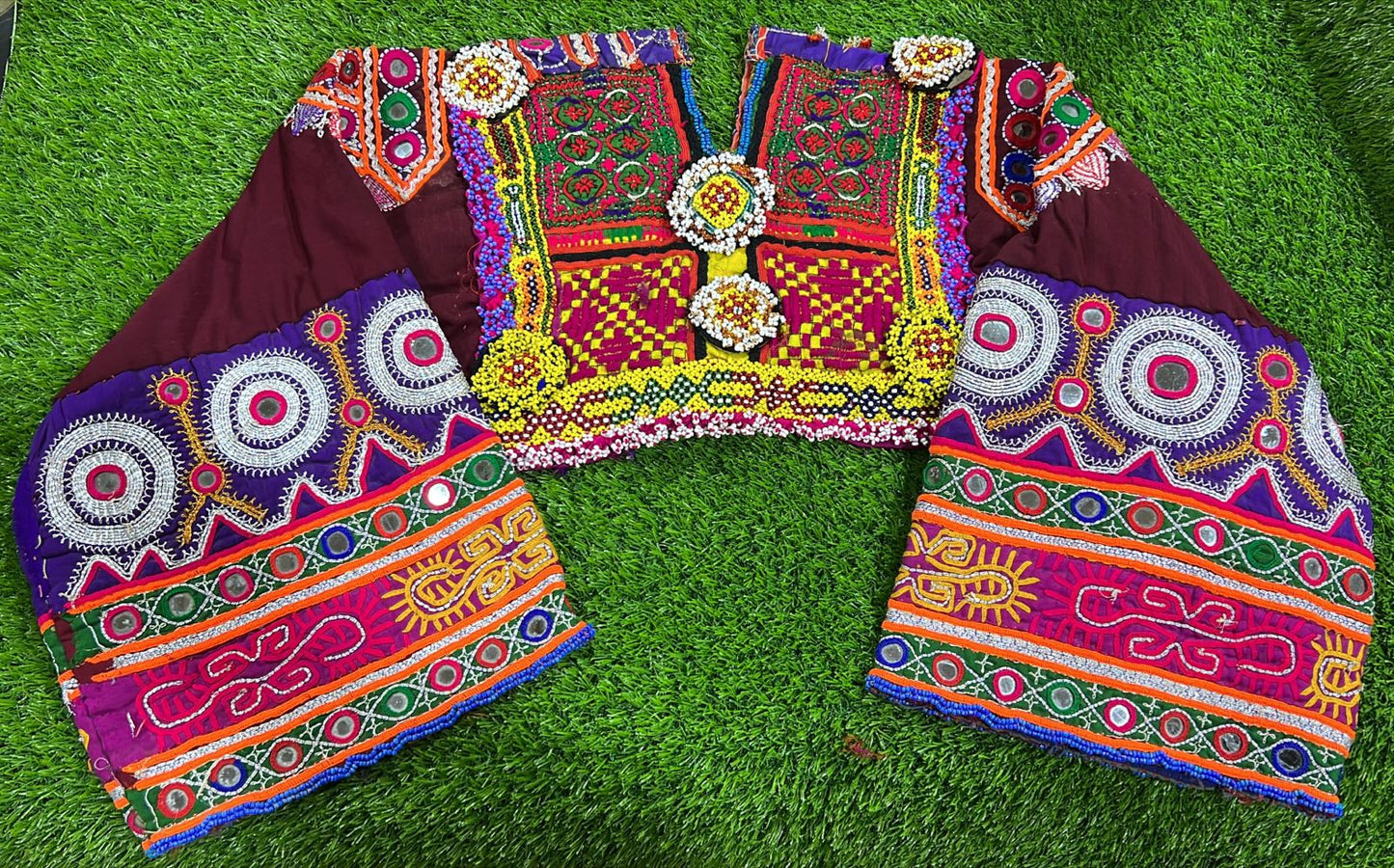 Vintage Handmade Afghan Embroidery Necklines With Sleeves