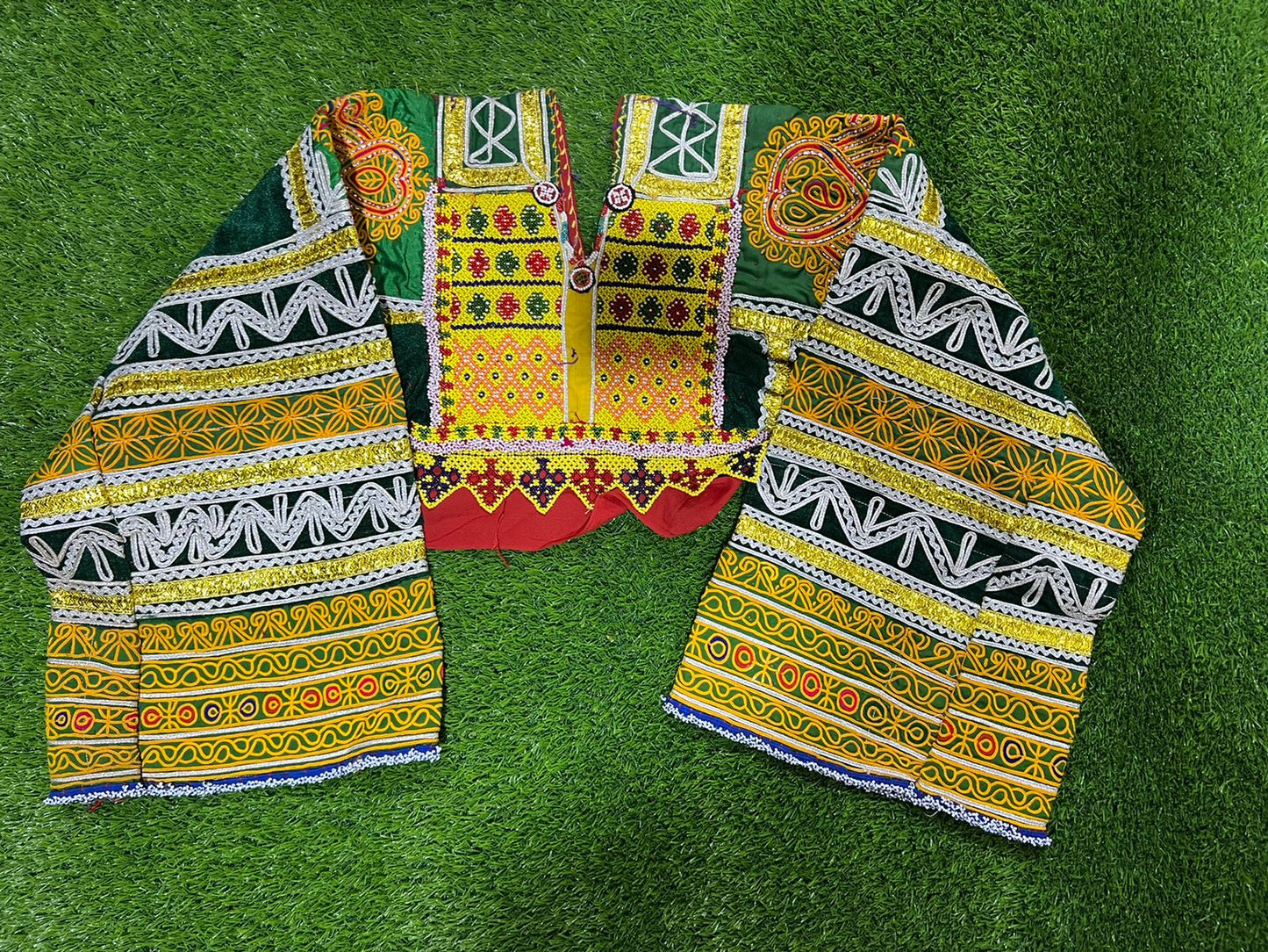 Vintage Handmade Afghan Embroidery Necklines With Sleeves