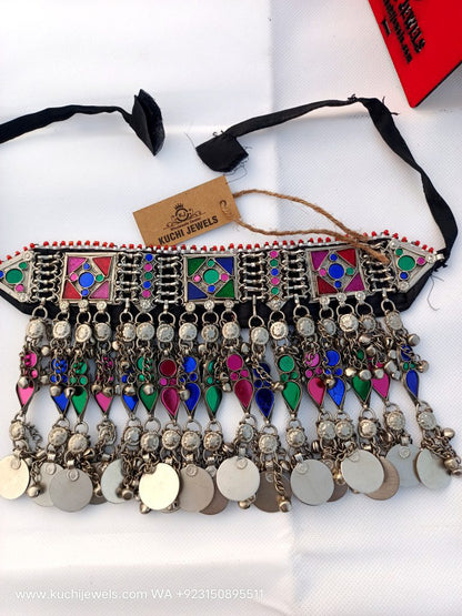 Afghani Kuchi Bells And Coins Choker