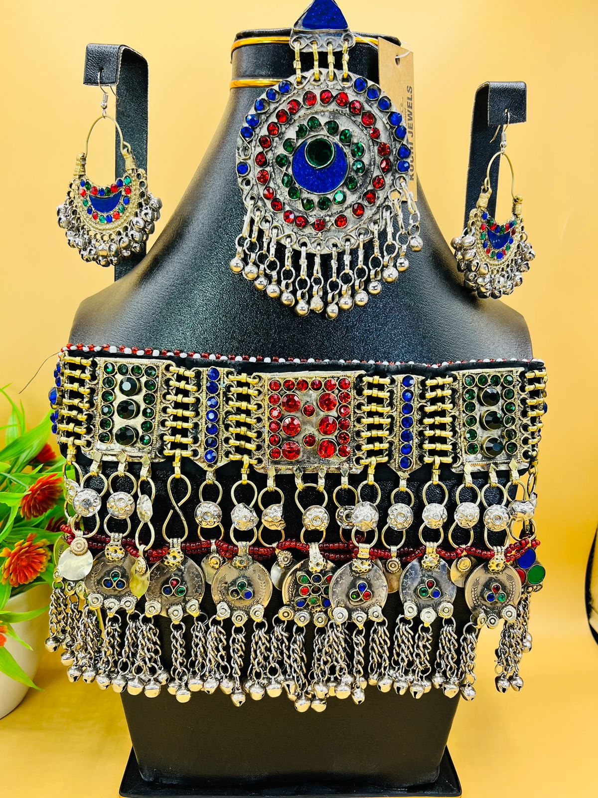 Afghani Cultural Hanging Bells Choker Set