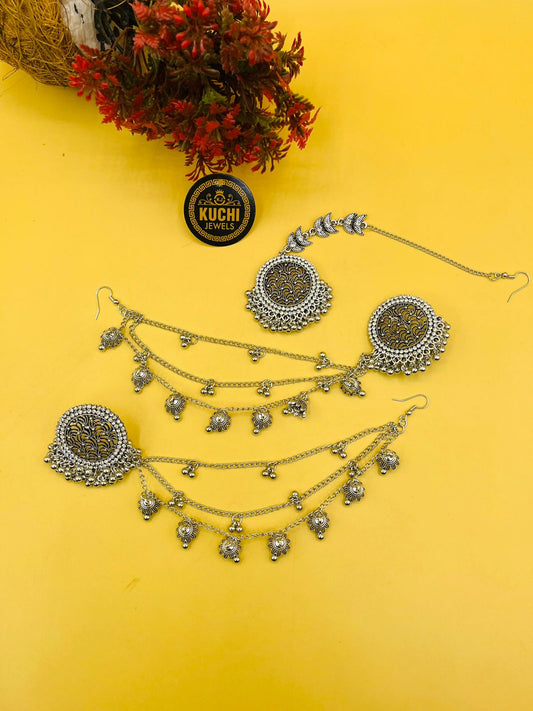 Antique Sahara Earrings With Tikka