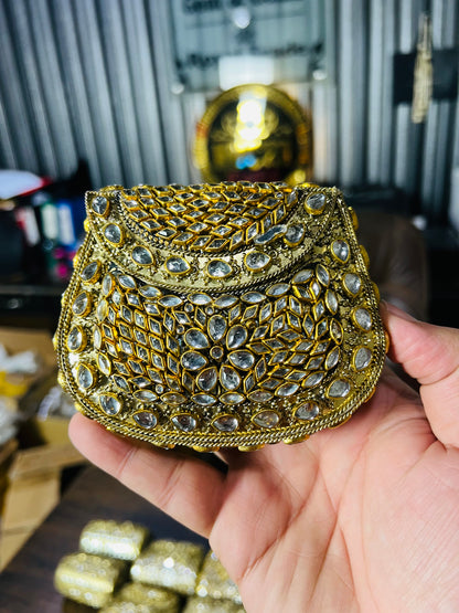 Pure Kundan D Shape Handmade Metal Bag BB-D120