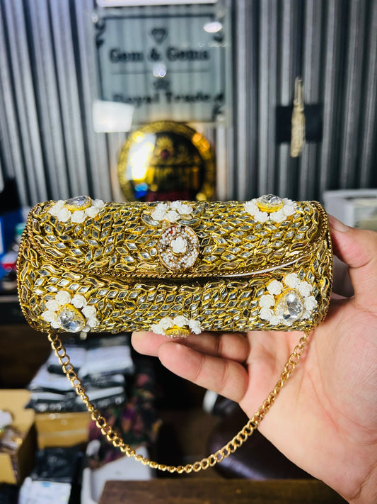 Beautiful Large Kundan Cylinder Bags-B2