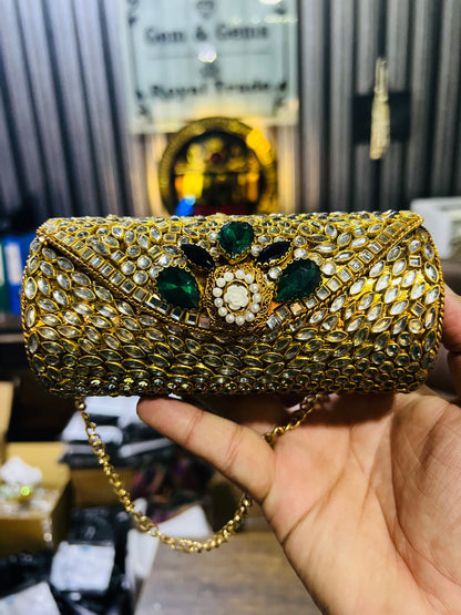 Beautiful Large Kundan Cylinder Bags-F6