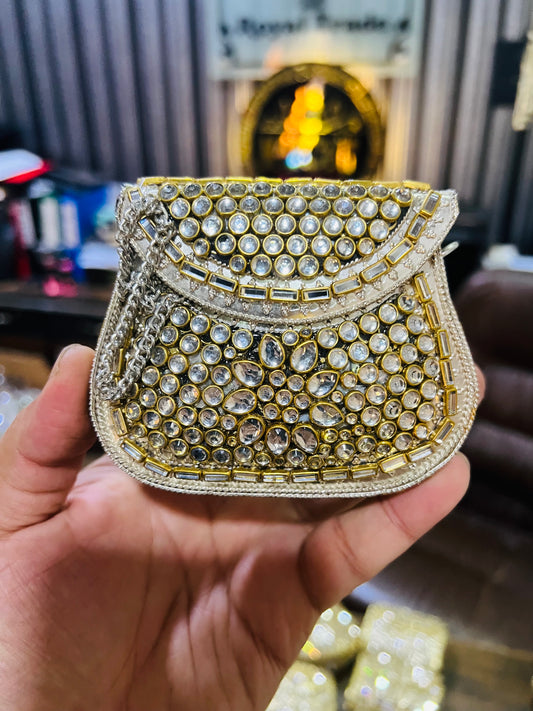 Medium Kundan Gold Bag Round D shape BB-D22