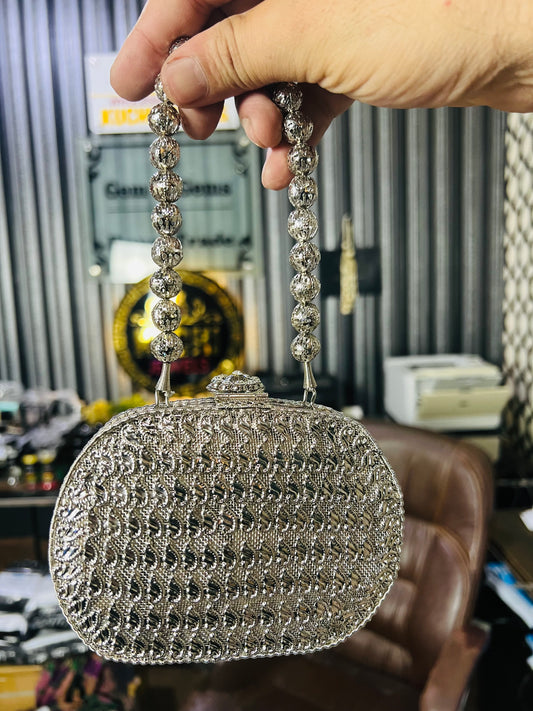 Heer Collection Square Silver Hand Bag-1