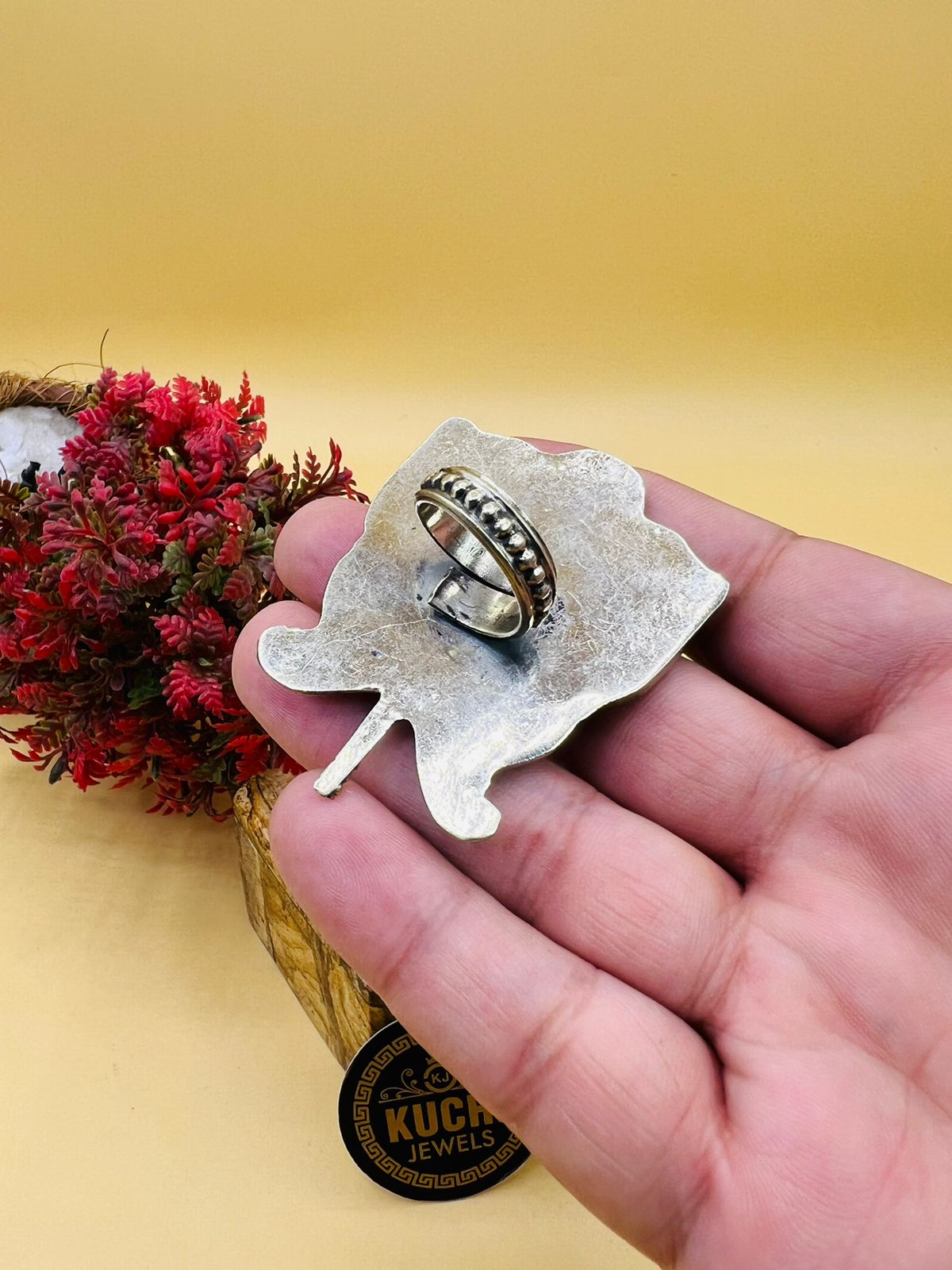 Big Butterfly Turquoise Nepali Ring