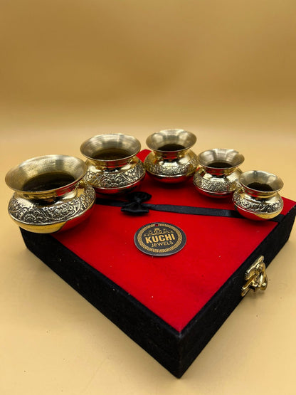 Brass Traditional Handiya 5 Pieces Set