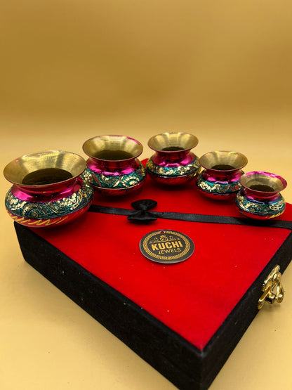 Brass Traditional Handiya 5 Pieces Set