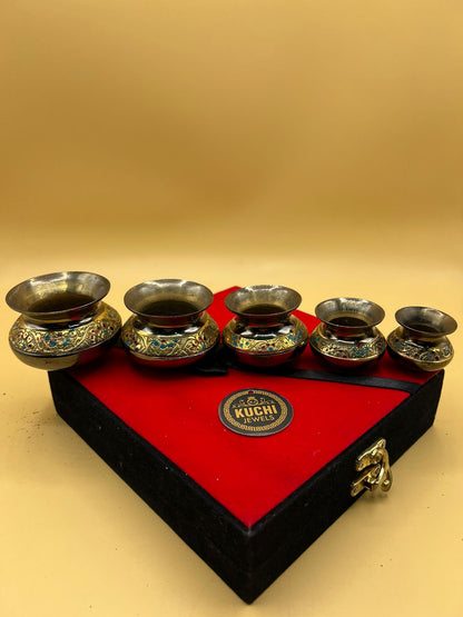 Brass Traditional Handiya 5 Pieces Set