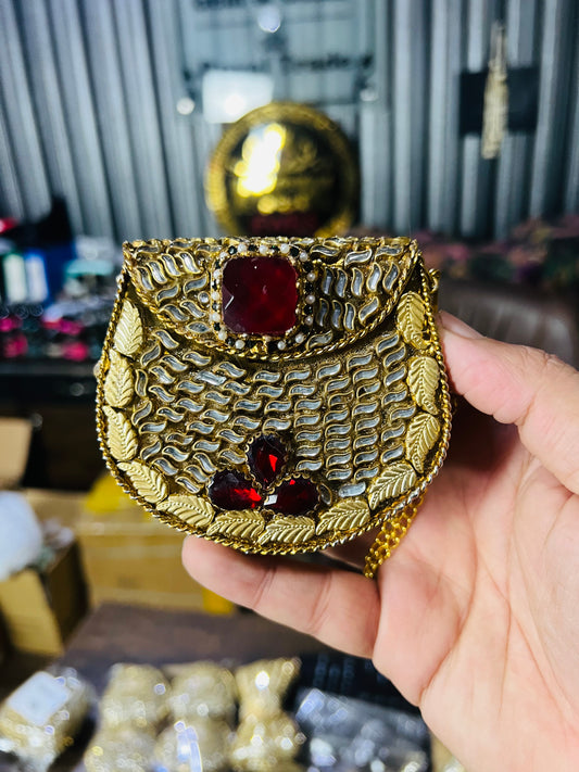 Stylish D Shape Mini Baby Kundan Work Multi Stone Bag ZC-D2