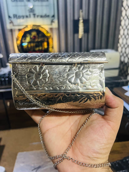 Silver Metal Bag MEDIUM SIZE (Random Carving Design)