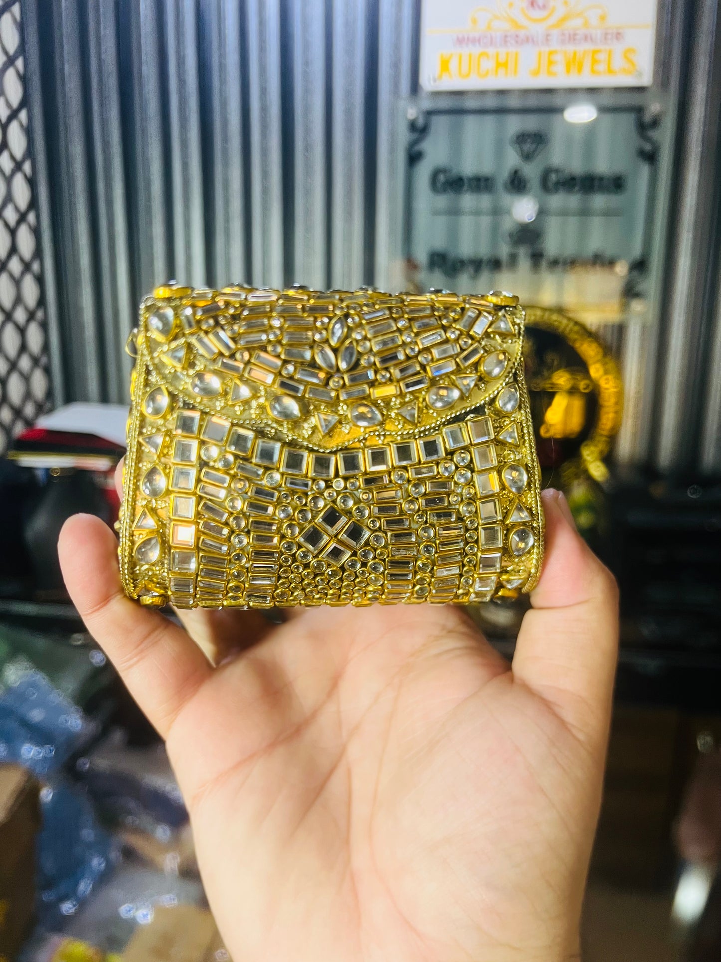 Pure Kundan Shahi Handmade Metal Bag BB-S12