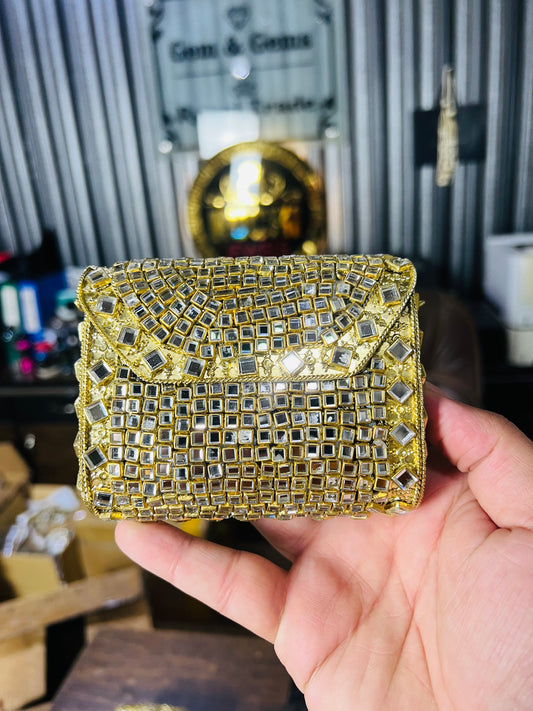 Pure Kundan Square Shape Handmade Metal Bag BB-P104