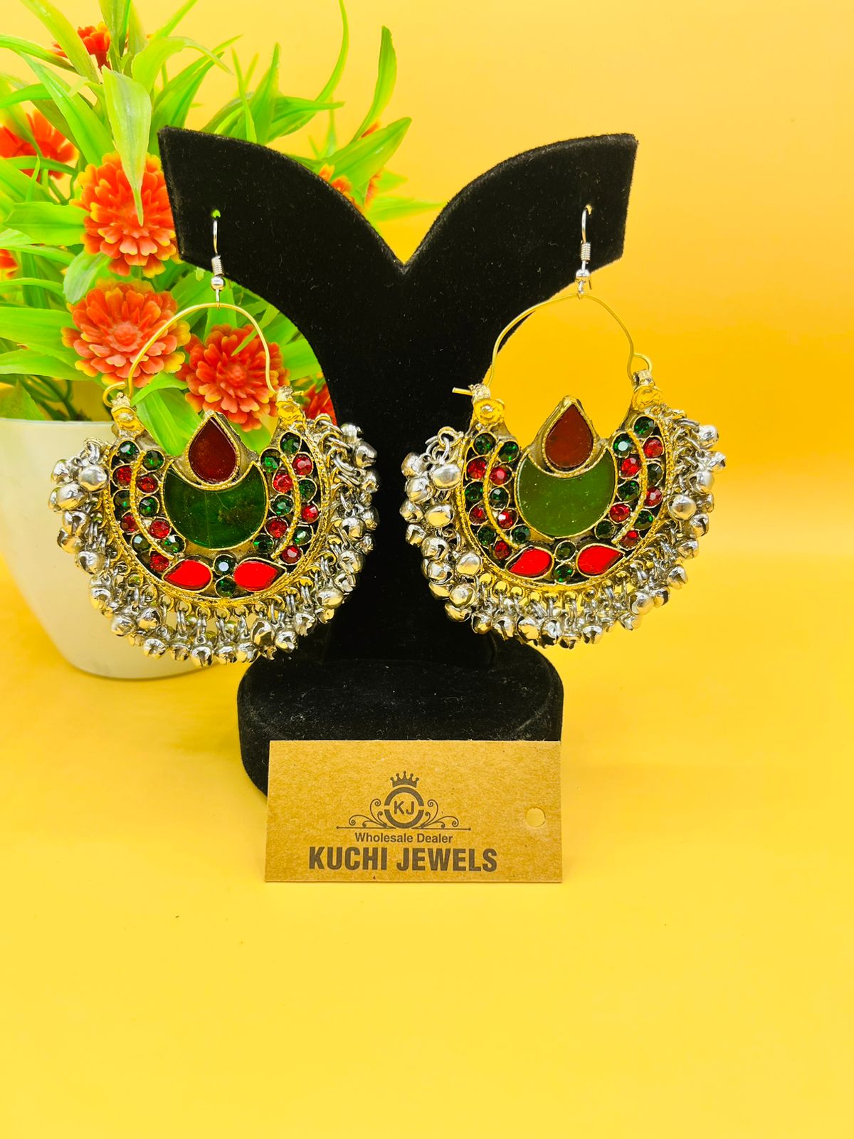 Chand Balli With Silver Bells Ear Rings for Women