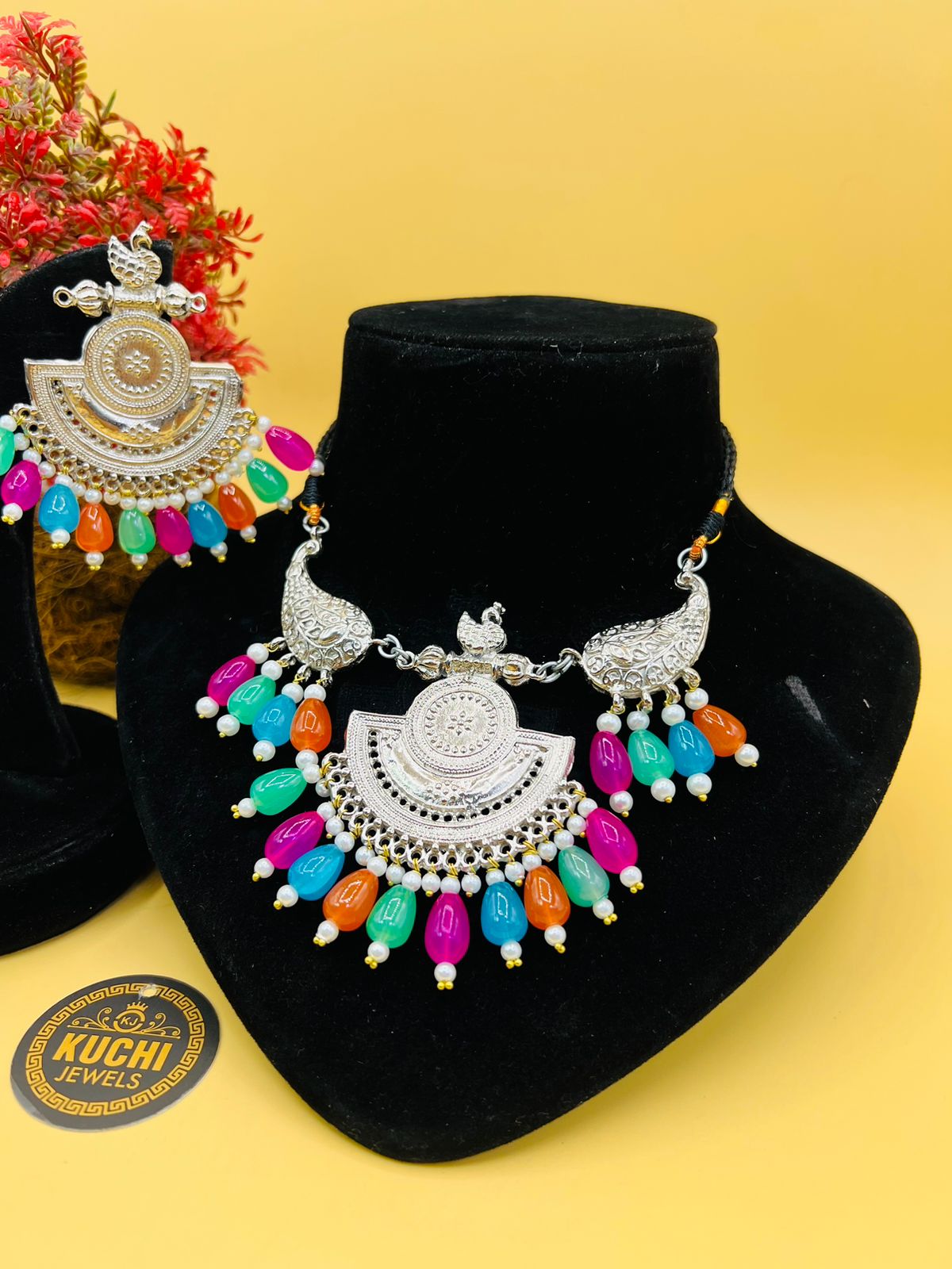 Colorful Silver Necklace Set