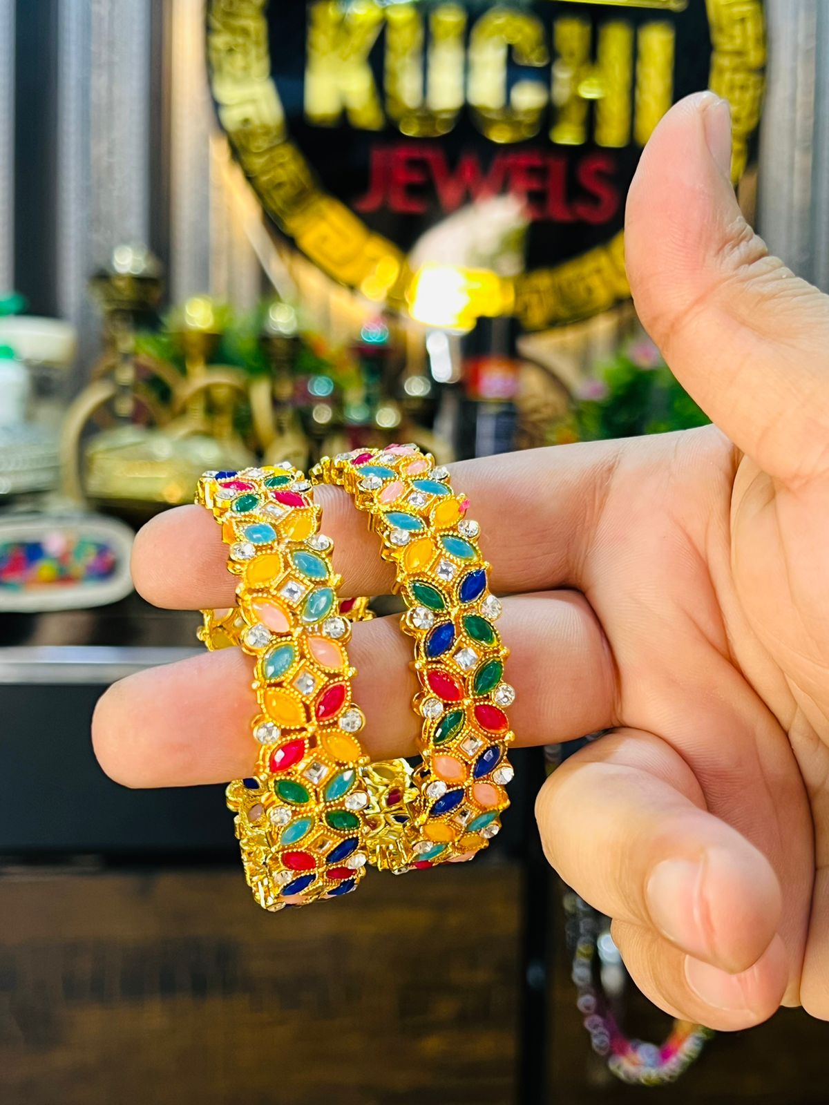 Cross Flower Multi Color Bangle