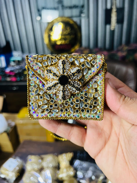 Square Mini Kundan Stone Metal Bag ZC-8