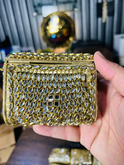 Pure Kundan Square Shape Handmade Metal Bag BB-P110