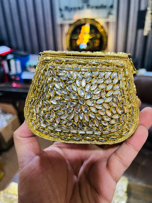 Medium Kundan Gold Bag Round D shape BB-D20