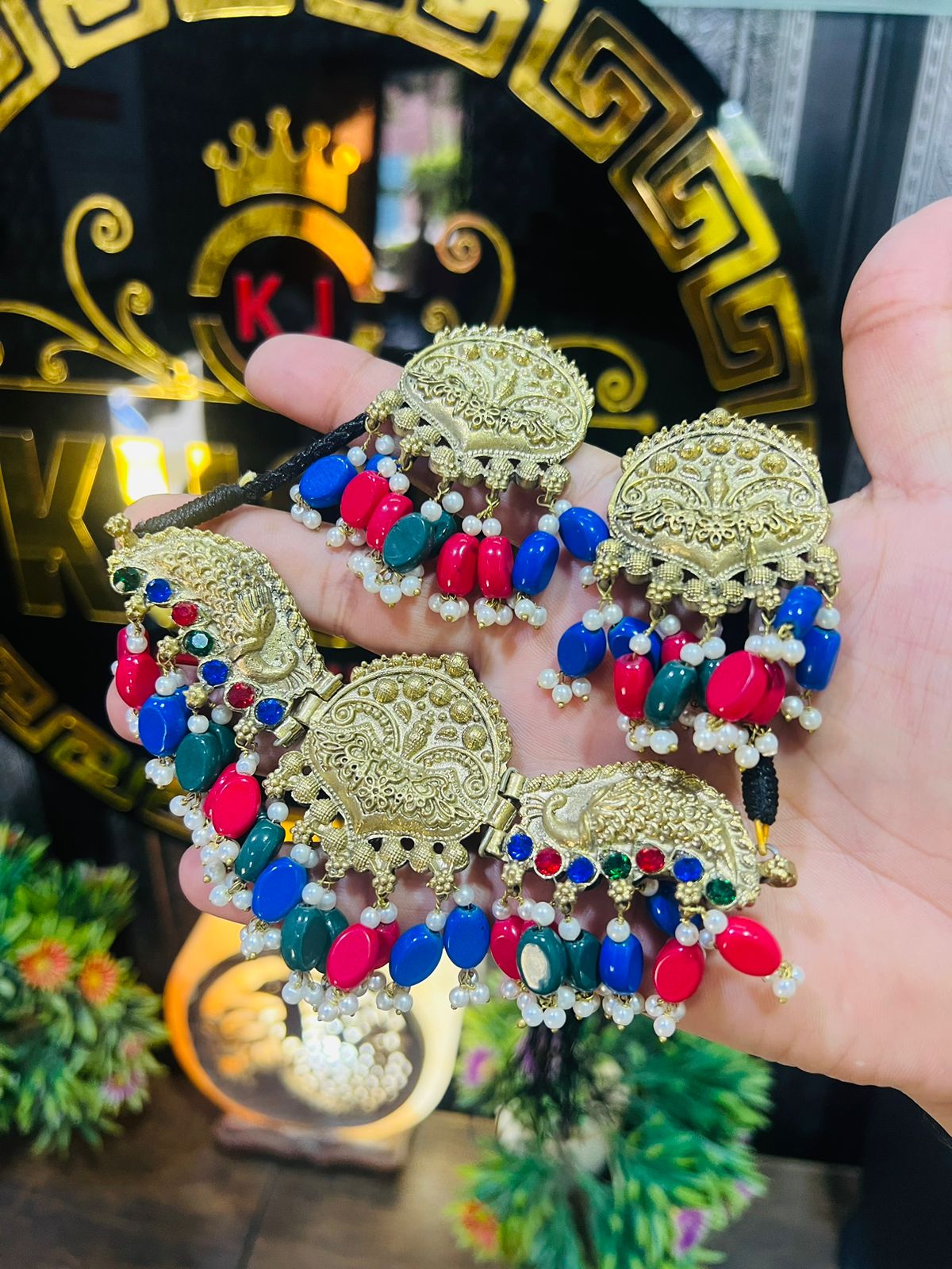 Double Peacock Rajistani Choker Set