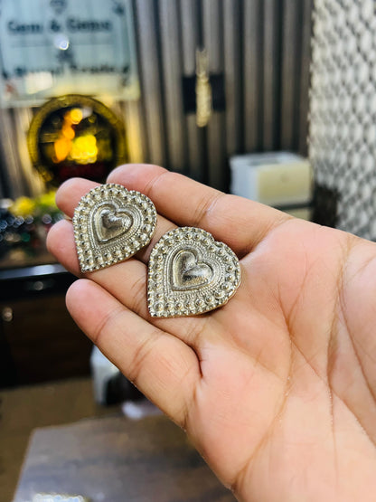 Heart Style Silver Earrings