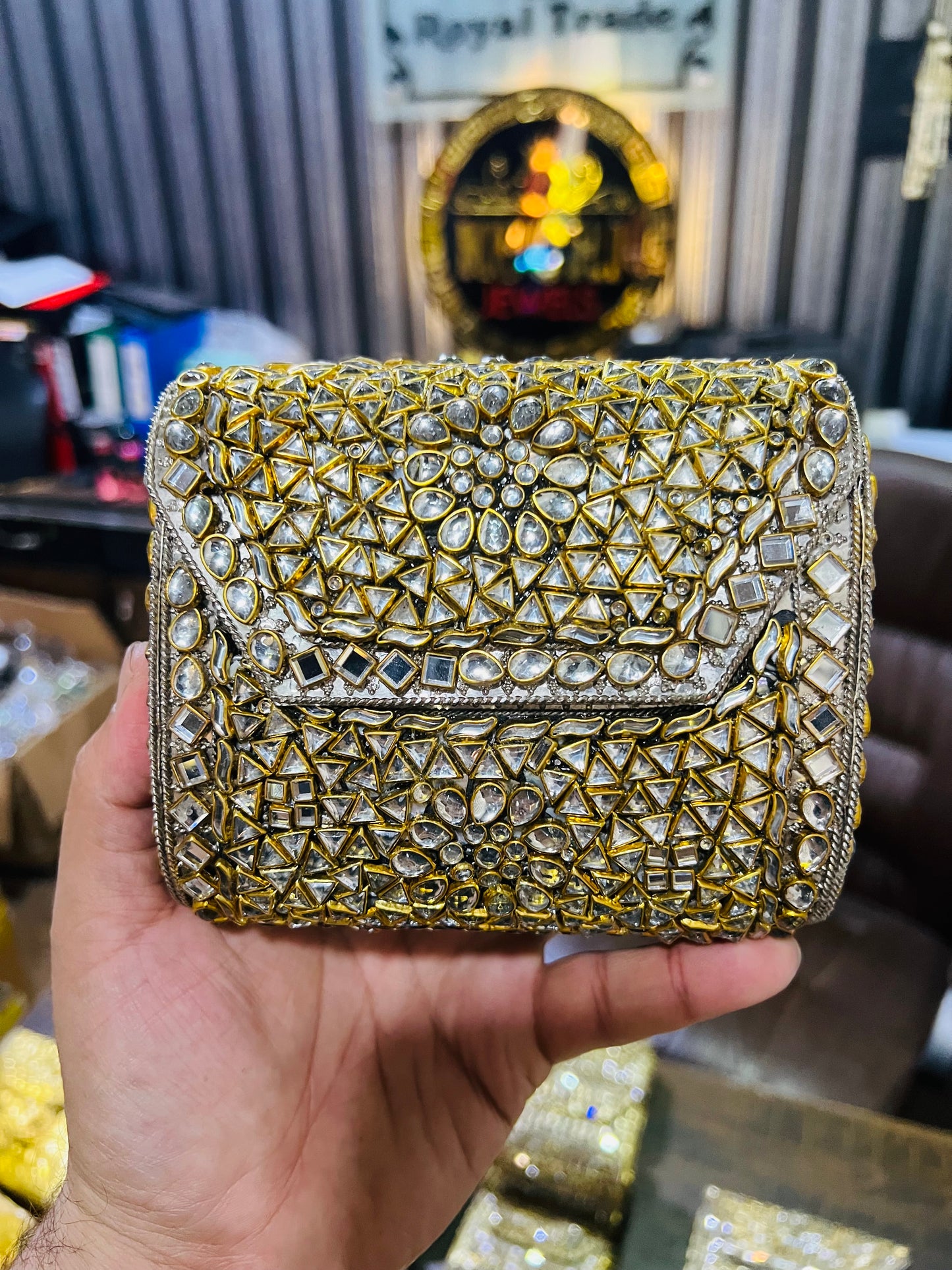 Medium Square Pure Kundan Bag Low Price KK-A