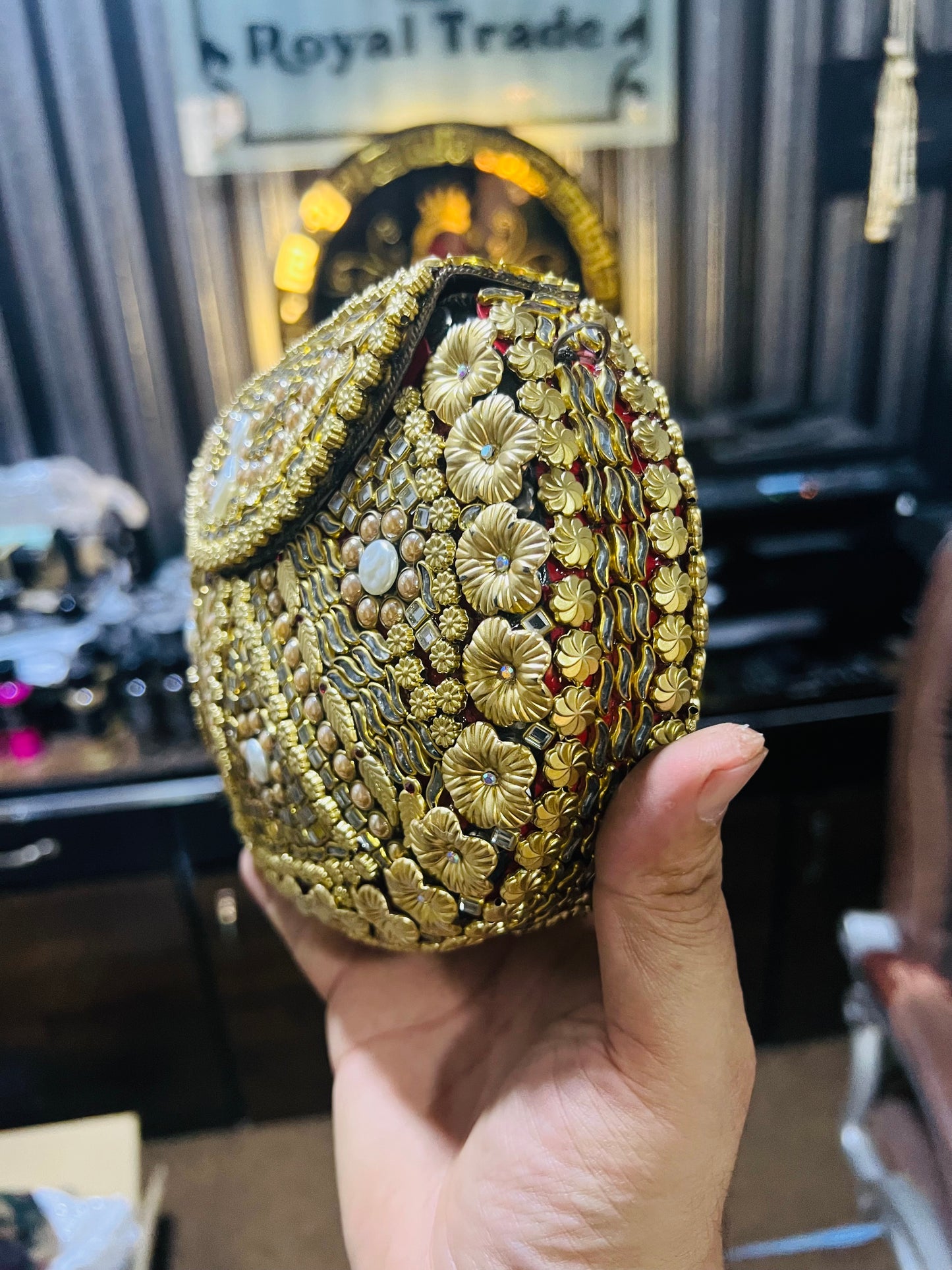 Large Size Kundan Work Bag Best For Mobile And Accessories
