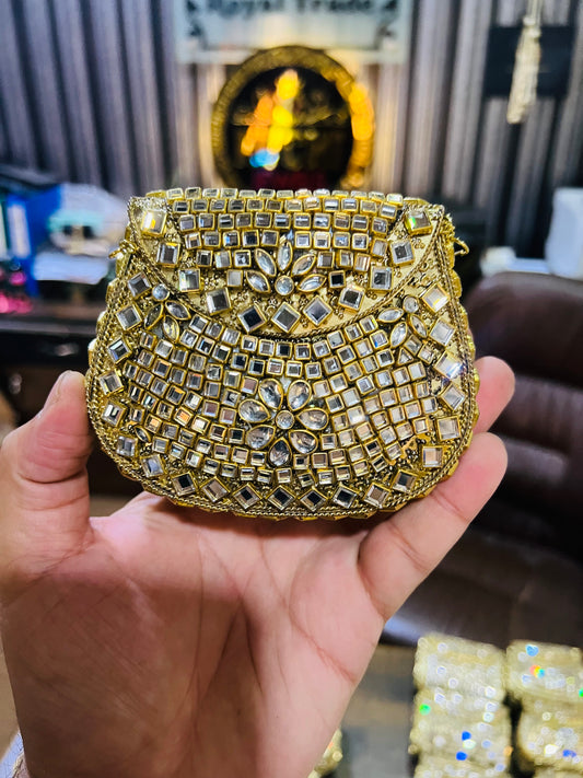 Medium Kundan Gold Bag Round D shape BB-D13