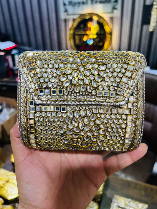 Medium Square Pure Kundan Bag Low Price KK-B